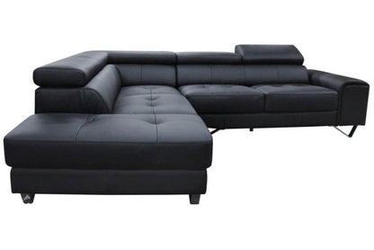 Bellagio 2.5 Seater Left Chaise Leather Sofa Lounge Black