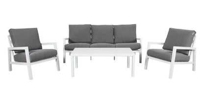 Ecco Aluminium Frame Outdoor 4PC Large Sofa Lounge Set -White /Grey