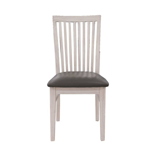 Flora Dining Chair Grey PU Seat -Brushed White