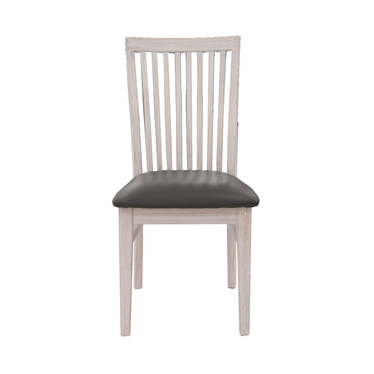 Florida Dining Chair Grey PU Seat -Brushed White