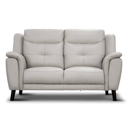 OFFO Georgia 3 Seater Leather Sofa Silver