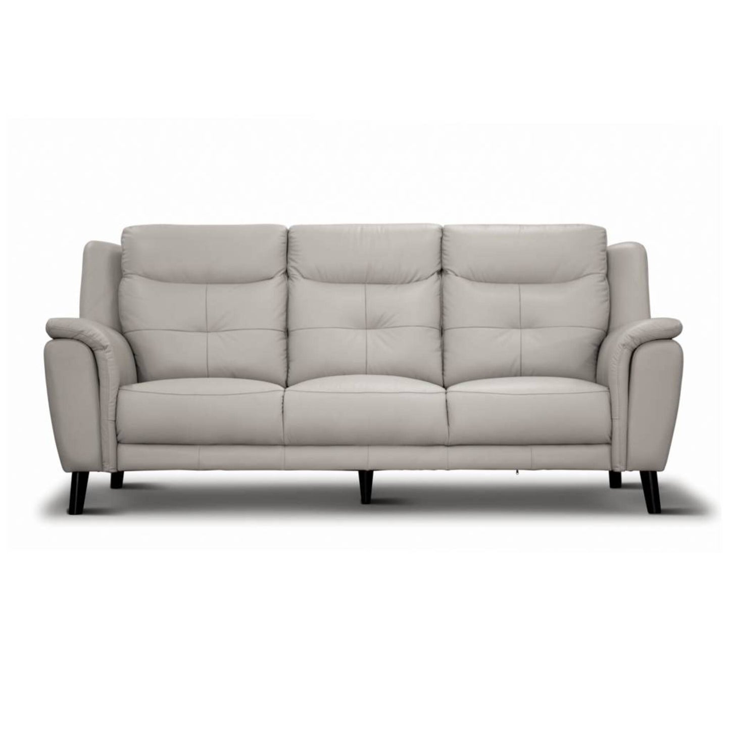 OFFO Georgia 3 Seater Leather Sofa Silver