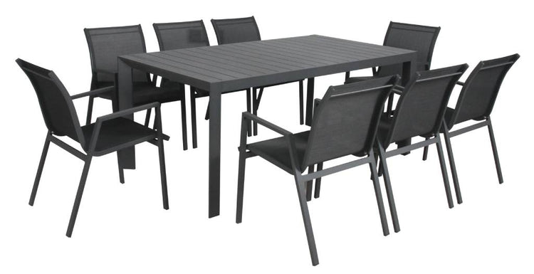 Marvix 9 & 13 Piece Steel Sling Back Outdoor Setting- White / Charcoal