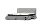 Kingsvix 4 Drawers Upholstered Fabric King Bed Stone Light Grey