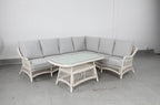 Madvix Outdoor Wicker Corner Lounge Set- Brown Light Grey