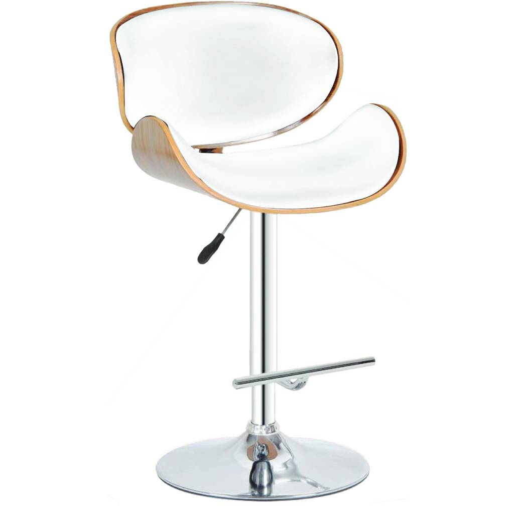 Monaco Bar Chair- Chrome & Walnut White PU