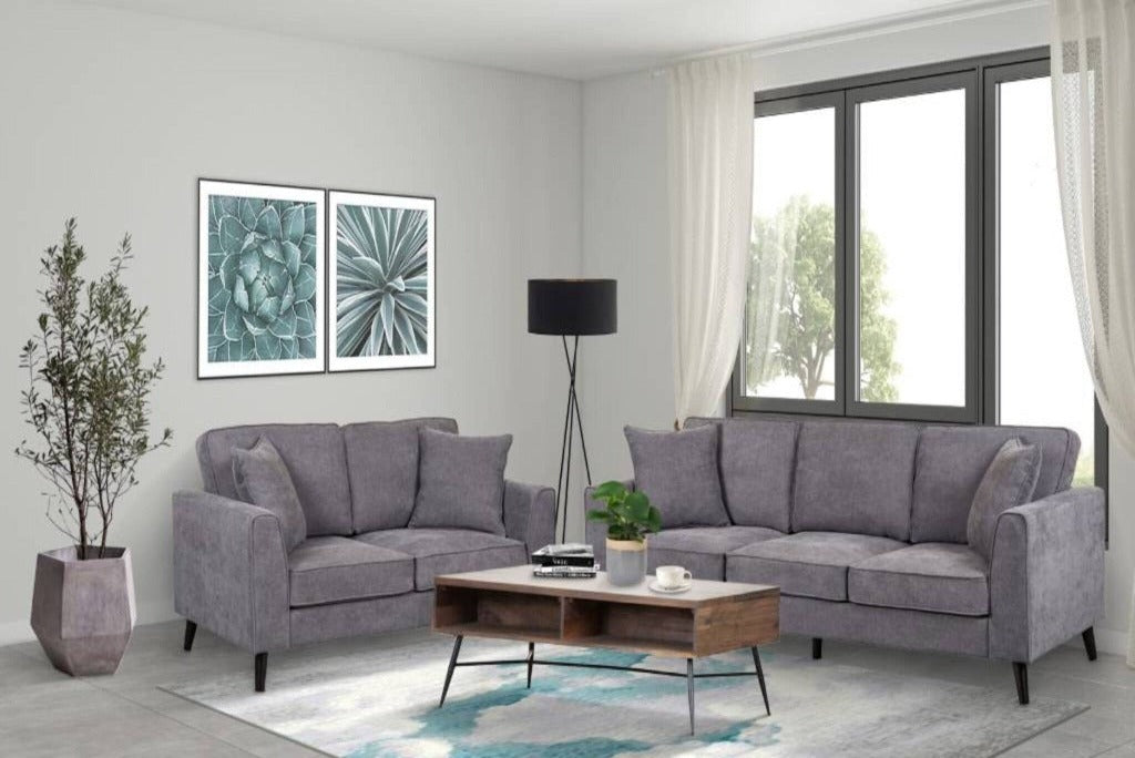 Watson Bay Fabric 3+2 Seater With 4 Scatter Cushions -Dark Grey