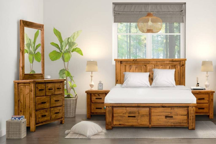 Outvix 5pc Queen Bed,Bedsides & Dresser Mirror Kit