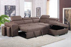 Positavix Rhino Fabric Sofa Bed RHF Chaise Ottoman  -Mushroom