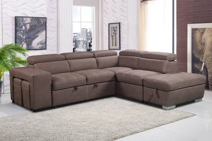 OFFO Positano Rhino Fabric SofaBed RHF Chaise Ottoman  -Mushroom ( BROWN)