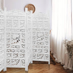 Elephant Design White Antique Partition Wall Decorative Privacy Screen