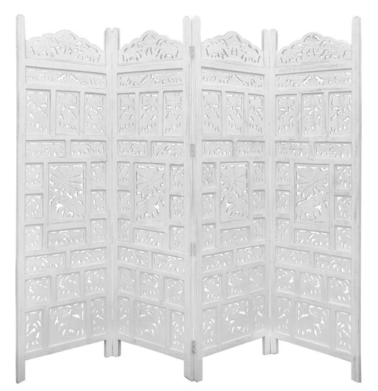 Elephant Design White Antique Partition Wall Decorative Privacy Screen