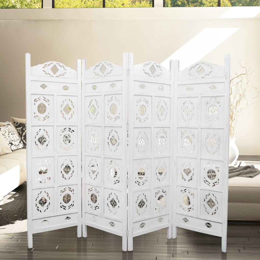 Jali Oval White Antique Partition Wall Decorative Privacy Screen