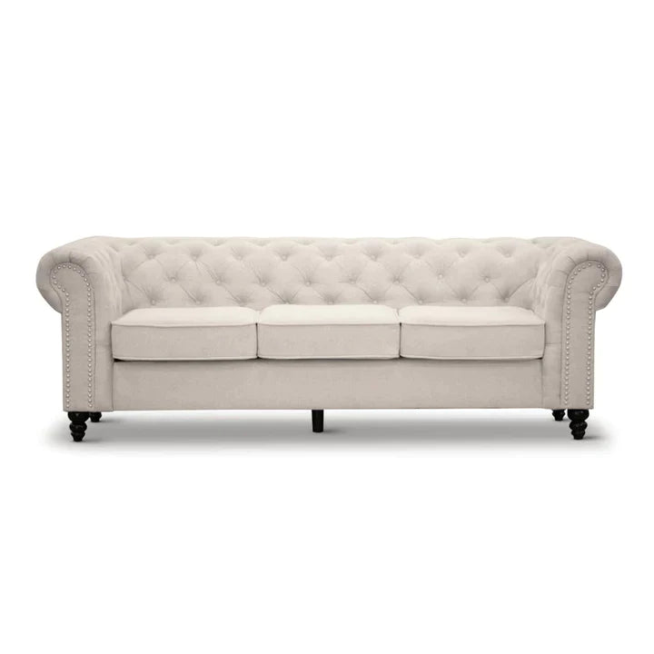 Taegon Royal Chesterfield 3+2 Seater Fabric Sofa- Beige