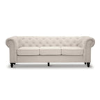 Royal Chesterfield 3 Seater Fabric Sofa- Beige