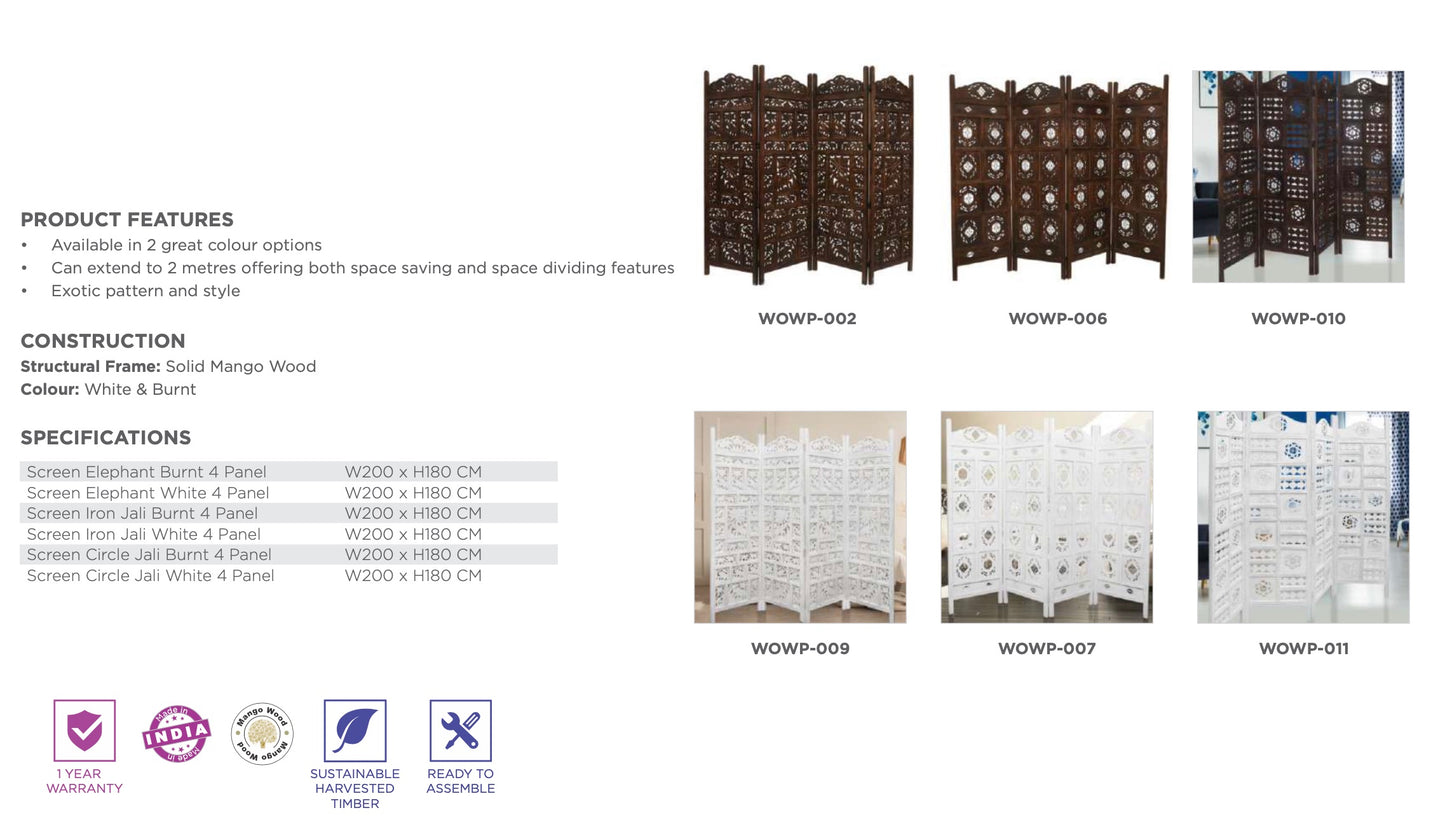 Koch White Antique Partition Wall Decorative Privacy Screen