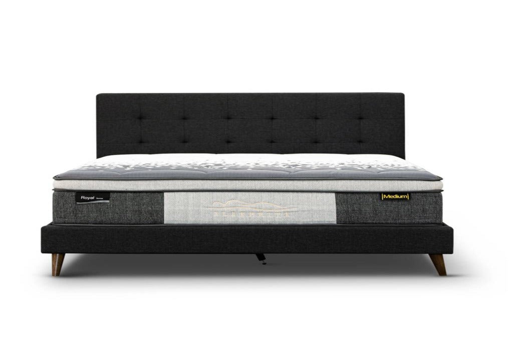 Yulara Upholstered Fabric King Sing Bed Charcoal