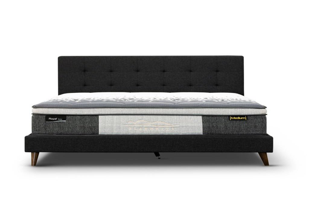 Yulara Upholstered Fabric King Sing Bed Charcoal