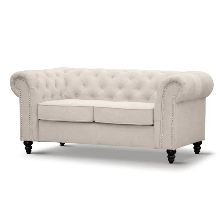 Taegon Royal Chesterfield 3+2 Seater Fabric Sofa- Beige
