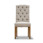 Royal Design Linen Fabric Dining Chair - Beige / Charcoal