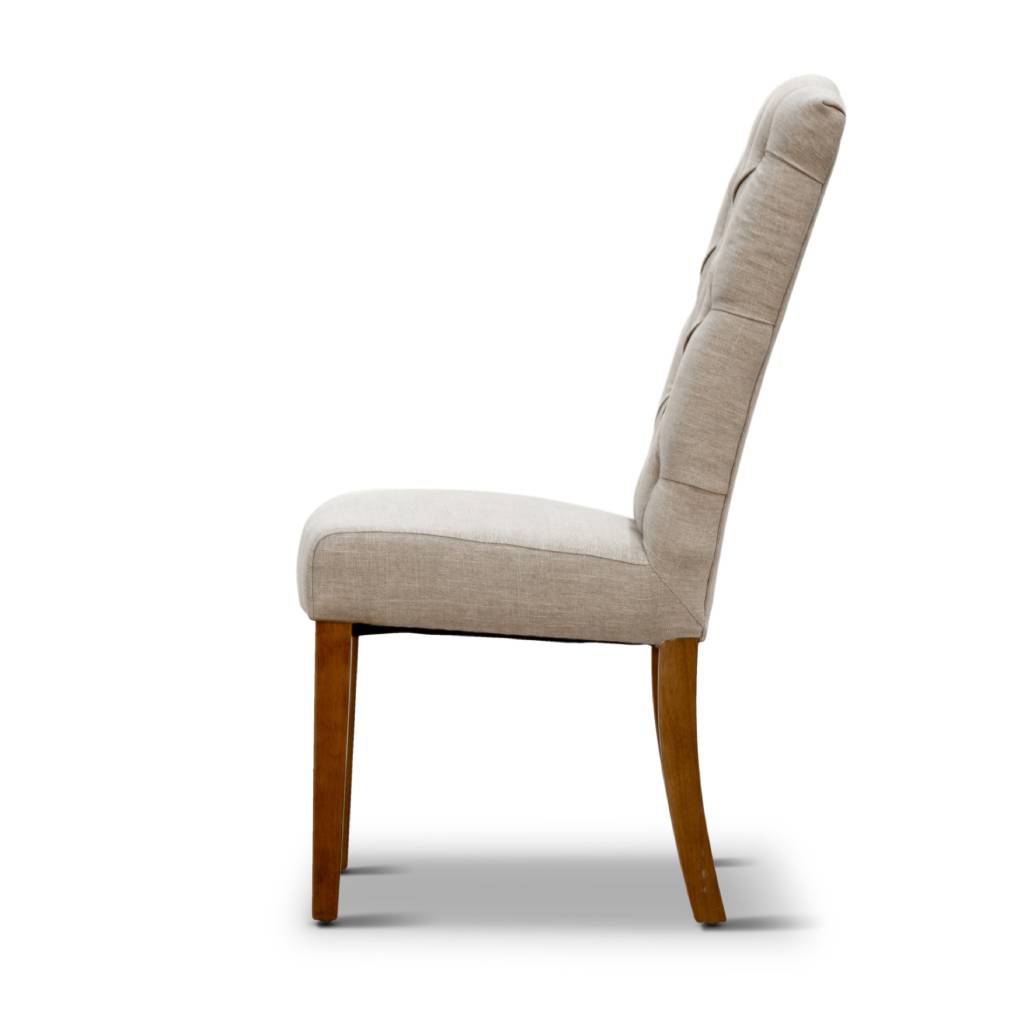 Royal Design Linen Fabric Dining Chair - Beige / Charcoal