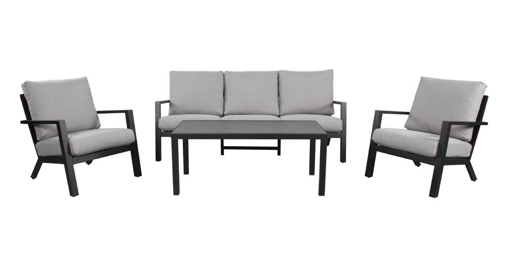 Hunter Aluminium Frame Outdoor 4PC Sofa Lounge Set-Charcoal /Grey