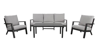 Hunter Aluminium Frame Outdoor 4PC Sofa Lounge Set-Charcoal /Grey