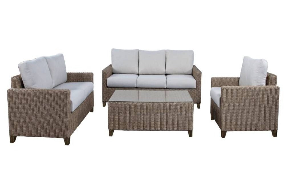 Dockside Outdoor Wicker Sofa Lounge Set - Brown /Light Grey