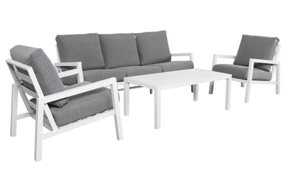 Ecco Aluminium Frame Outdoor 4PC Large Sofa Lounge Set -White /Grey