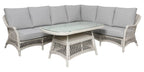 Madvix Outdoor Wicker Corner Lounge Set- Brown Light Grey