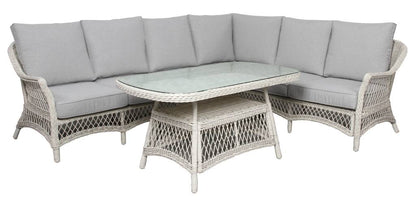 Madrid Outdoor Wicker Corner Lounge Set- Brown Light Grey