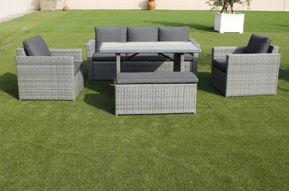 Mansard Aluminium Frame Wicker Outdoor Lounge Modular Set - GREY