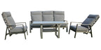 Palmvix Aluminium Frame Outdoor Sofa 4PC W/Coffee Table-Grey