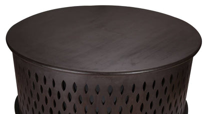 Mosaic Round Timber Coffee Table -Burnt / White